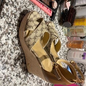 Women's Michael Kors wedge heels khaki and brown size 8